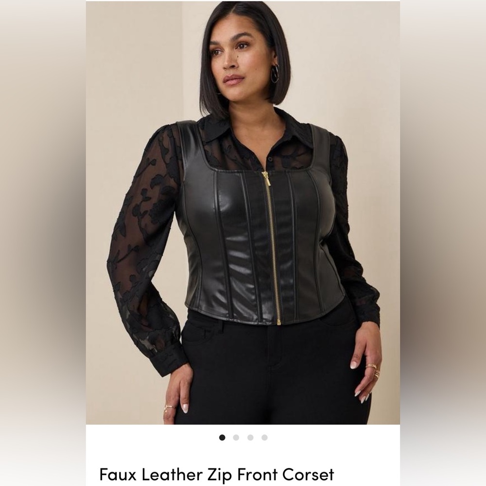Torrid Black Faux Leather Corset top vest